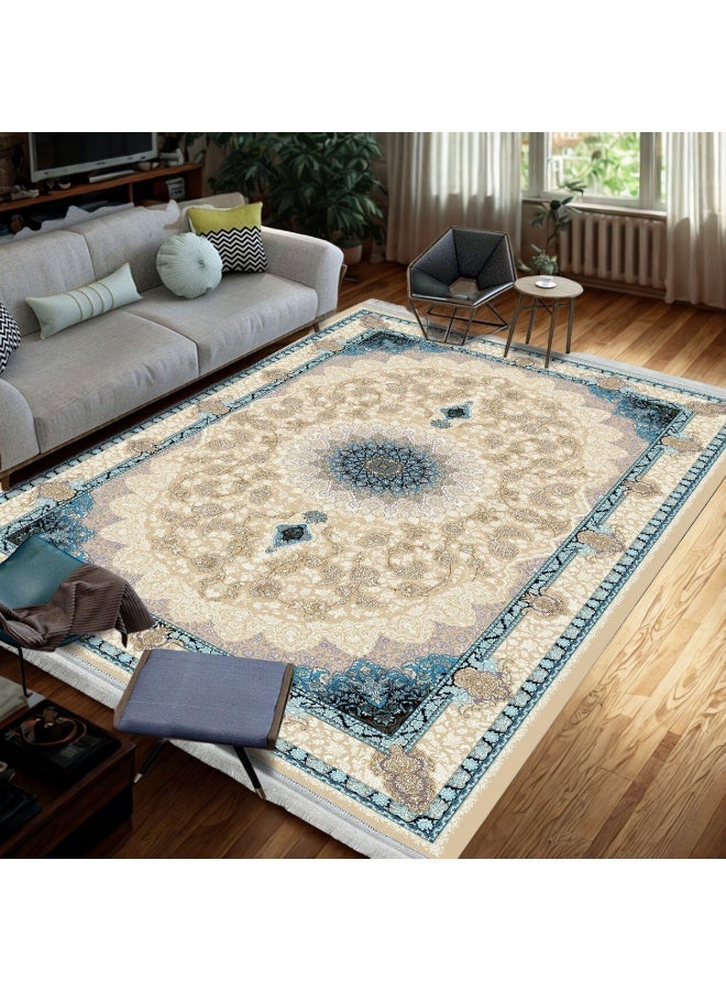 SMART HOME Large padded floor mat with a soft velvet surface and non-slip backing - Living room rug - Majlis rug - Lounge rug - Luxurious decorative rug - Elegant rug with modern patterns for living rooms and majlis - Size 350x250 cm - Suitable for everyday use and entertaining - Image 5